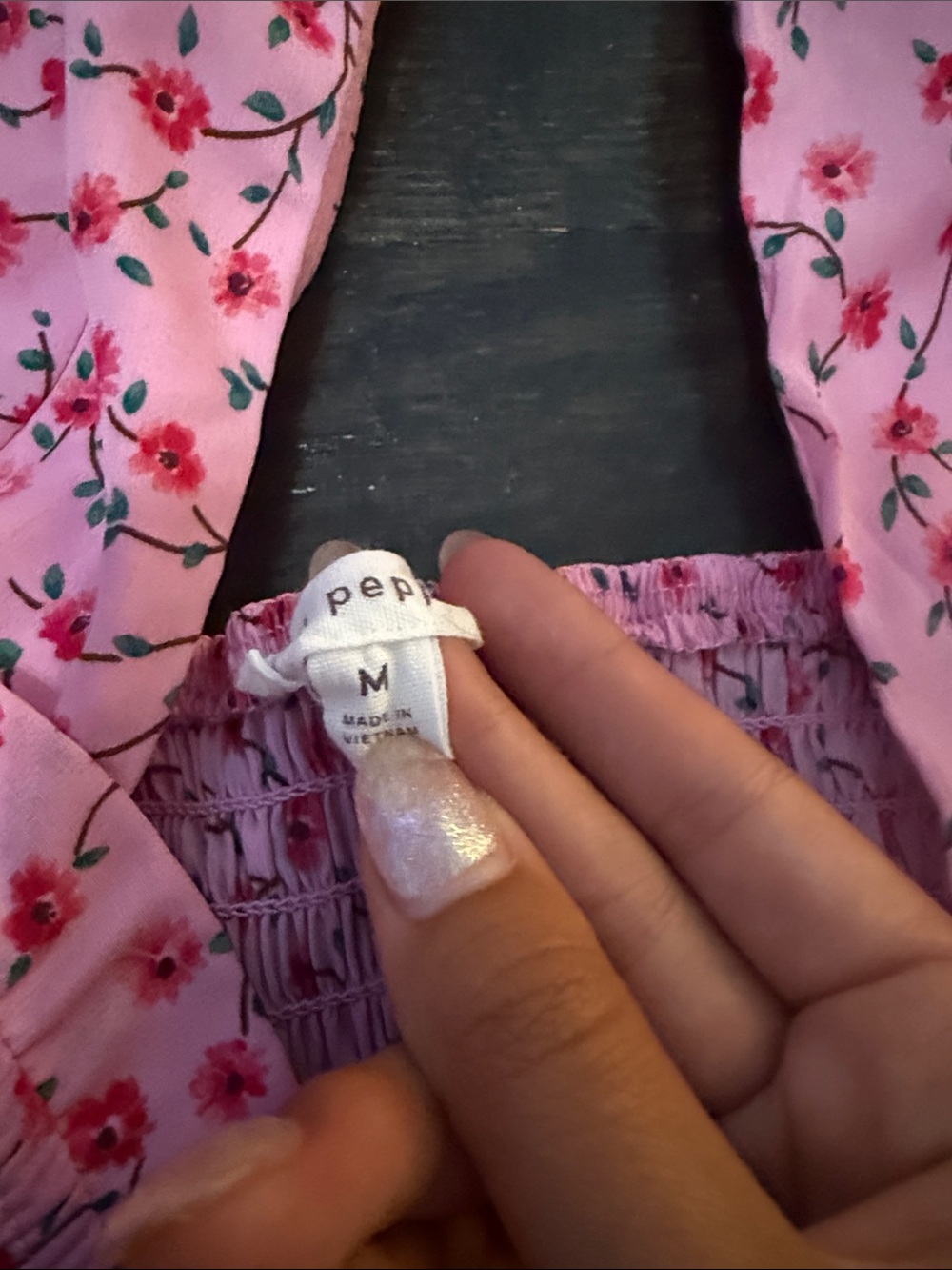 Pink Floral Smocked Tiered Dress - Picture 2 of 3
